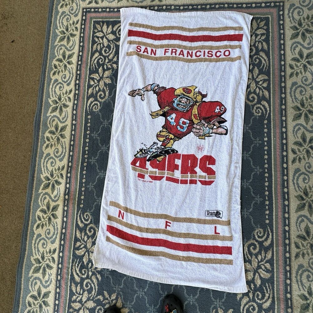 Vintage San Francisco 49ers Beach Towel Jack Davis 1988 NFL Rare 58x28”